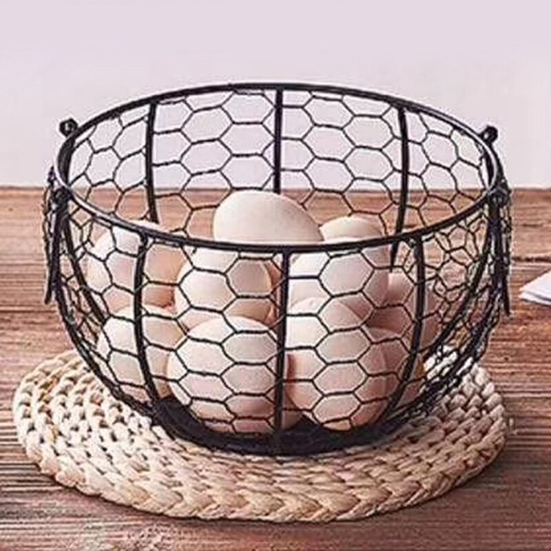 Egg Holder Chicken Wire Egg Basket Fruit Basket Collection Hen Oraments Decoration Kitchen Storage 1 