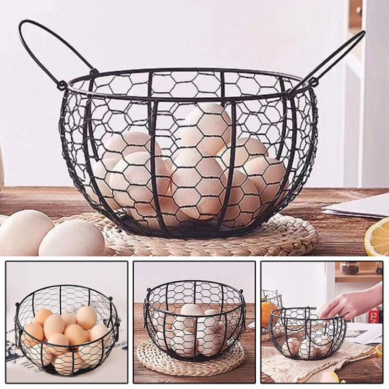 Egg Holder Chicken Wire Egg Basket Fruit Basket Collection Hen Oraments Decoration Kitchen Storage 2 768x768 